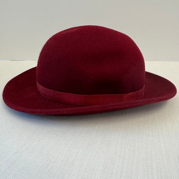 GEORGE W. BOLLMAN & CO. Vintage Women's Doeskin Felt Wool Hat Burgundy Wine - Picture 4 of 10